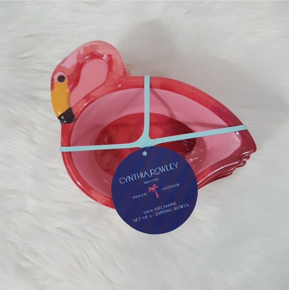 Cynthia Rowley Pink Flamingo Melamine Bowls Set 4